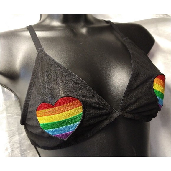Rainbow Heart Mesh Bralette Hot Topic - Picture 2 of 7
